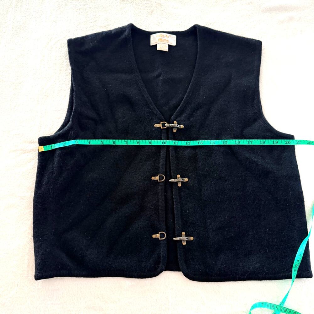 Vintage Tally-Ho 100% Wool Vest M Black Toggle Clasp Equestrian Academia